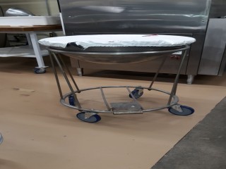 lot 6135 image: Large Mixing Bowl w Cover and Rolling Standing Rack