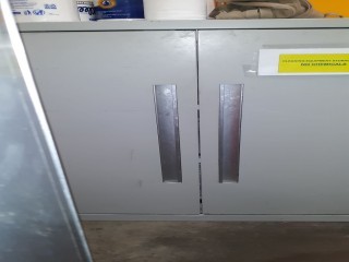 lot 6198 image: 2-Door Metal Storage Cabinet w Contents