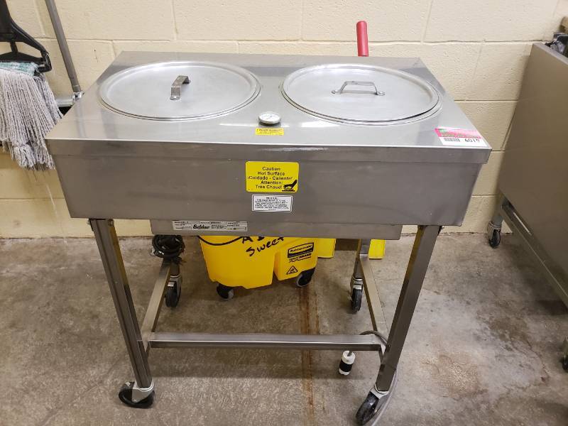 lot 6019 image: Belshaw H&I-2 Icer For Doughnuts HD Commercial (NSF) HeatedIced Bath 2 Pot Doughnut Glazing Table