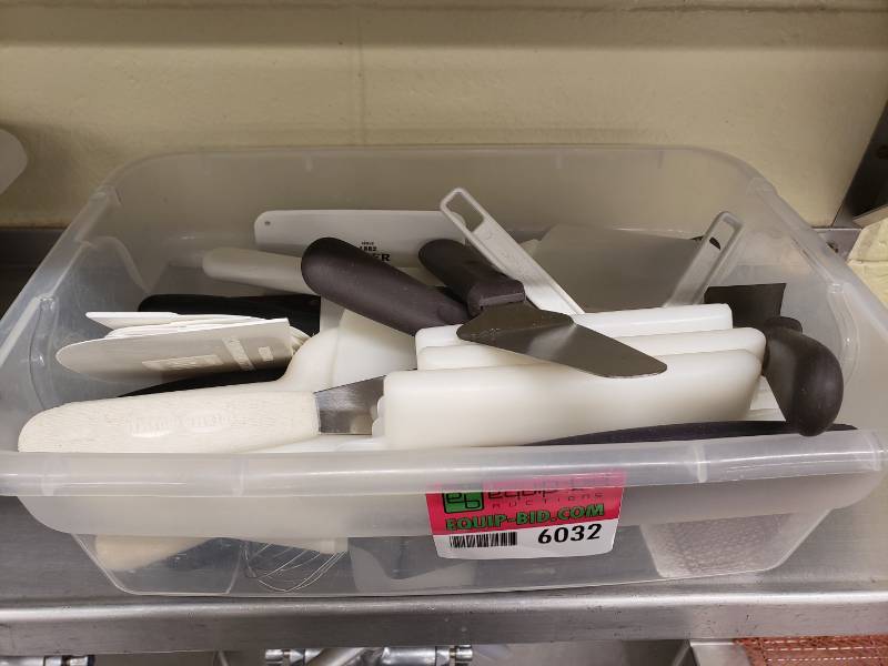 lot 6032 image: Lot Of Pastry Scrapers, Knives, Etc