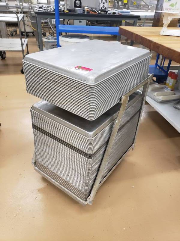 lot 6080 image: (81) Heavy Duty Sheet Pans With Cart