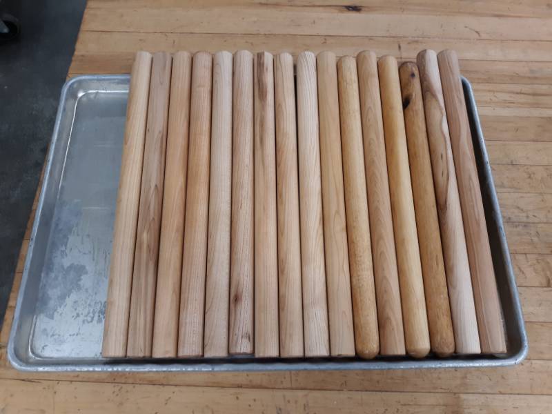 lot 6087 image: (16) Rolling Pins With Baking Sheet