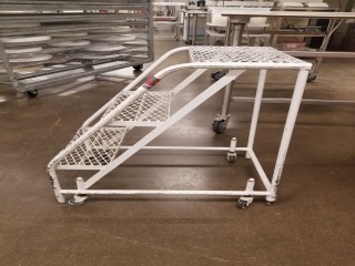 lot 6119 image: Metal Step Ladder On Wheels