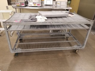 lot 6120 image: Metal Cart With Drip Pan On Casters
