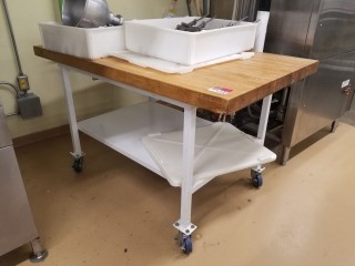 lot 6128 image: Butcher Block Cart On Casters