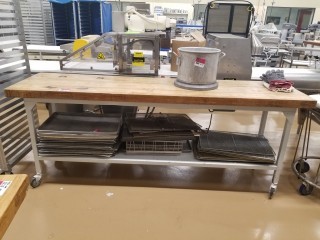 lot 6129 image: Butcher Block Cart On Casters