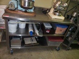 lot 6171 image: Stainless Steel Countertop on Wheels (Contents Sold Seperatly)