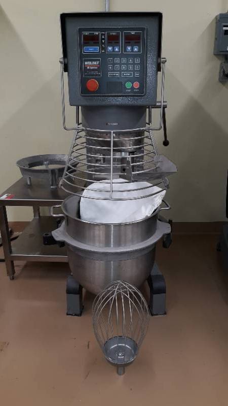 lot 7148 image: Welbilt Varimixer 208V 3Ph., w 60QT Mixing Bowl, Whisks, Bowl Scrapers, Dough Hooks, Paddles, & Bowl Cover