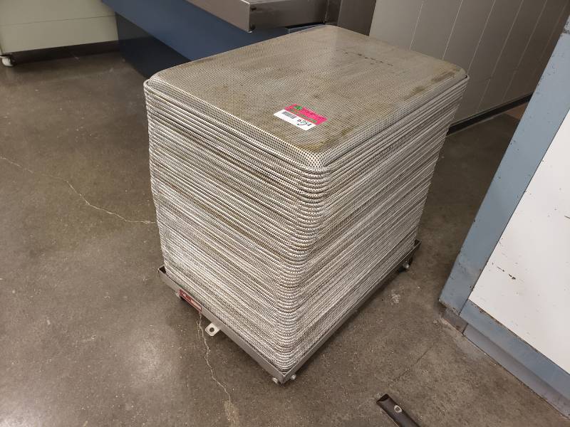 lot 6254 image: (61) perforated sheet pans with cart