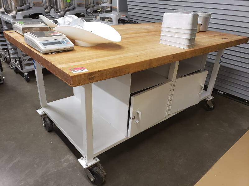 lot 6271 image: Double sided Maple bakery table 7 ft x 4 ft