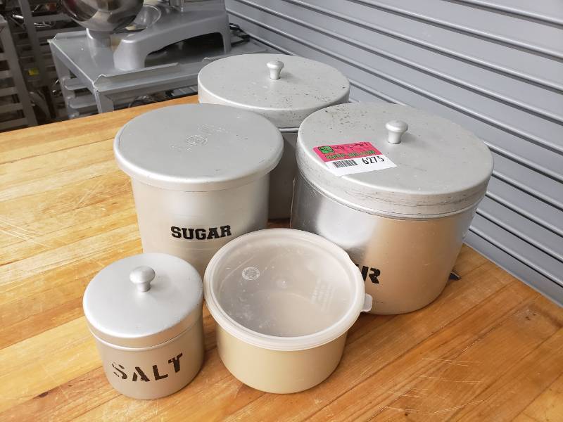 lot 6275 image: Lot of aluminum ingredient containers
