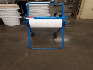 lot 6362 image: Kimberly-Clark Blue Rolling Paper Towel Dispensar