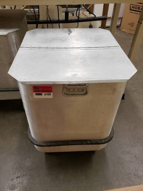 lot 6488 image: Aluminum Cube Ingredient Container on Wheels