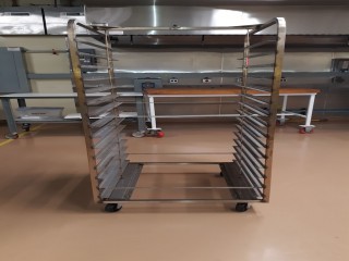 lot 7043 image: Rolling 15-Shelf Cooking Pan Rack, Fits Lot 7040 (Revent Oven)