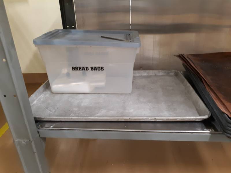 lot 7044 image: Cutting Board Table On Wheels, Pans And More