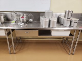 lot 7064 image: 6 foot Stainless Steel Work Station w Welded Frame and 12  Backsplash