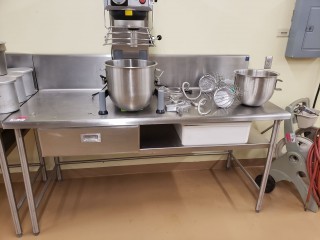 lot 7065 image: 6 foot Stainless Steel Work Station w Welded Frame and 12  Backsplash