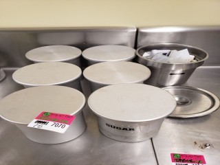 lot 7070 image: 7 Piece Cannister Set with Kitchen Tools