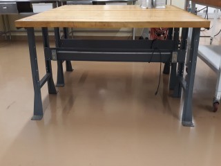 lot 7077 image: Butcher Block Table, 2 Built in Outlet Strips