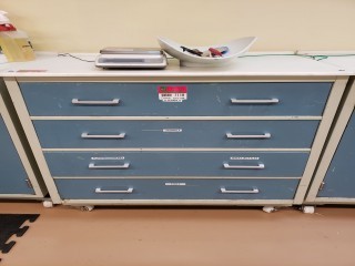lot 7115 image: Blue 4 Drawer Utility Cart with Polly Top (Contents Sold Seperatly)