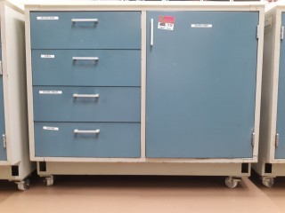 lot 7122 image: Rolling Storage Cart With Cutting Board Contents Not Included