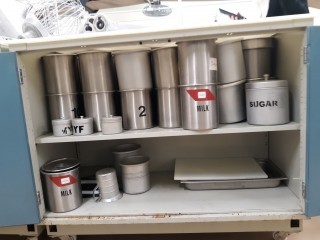 lot 7140 image: Containers, Precisa Scale, Cutting Board And More, Cart Not Included