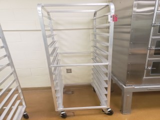 lot 7511 image: Full Size Aluminum Sheet Pan Rack on Coasters