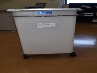lot 7522 image: Interplastic Corporation Sliding Door Ingredient Tub w Rolling Cart