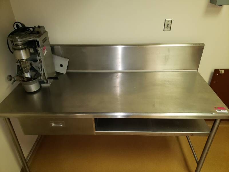 lot 7570 image: Stainless Steel Work Station with Welded Frame (contents not included)