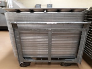 lot 7180 image: (120) Hamburger Buns Pans With Rolling Cart