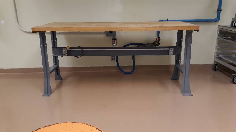 lot 7185 image: Butcher Block Table w Dual Built in Outlets