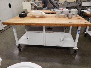 lot 6380 image: Butcher Block Double Sided Island - Contents Not Included