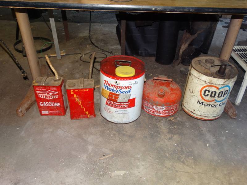 lot 5717 image: Metal gas cans