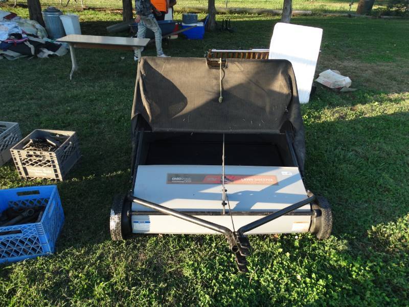 lot 5765 image: 22 cu ft pull behind lawn sweeper