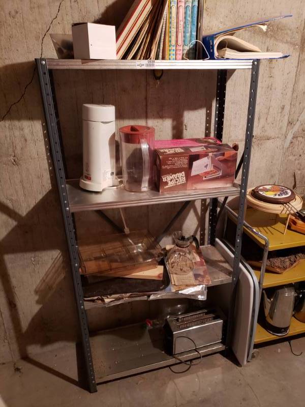lot 5938 image: Metal Shelving unit and contents