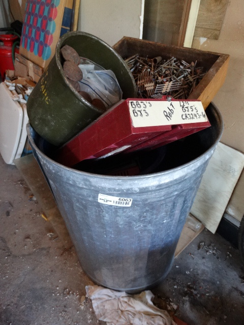 lot 6063 image: Trash can full of nails & other hardware