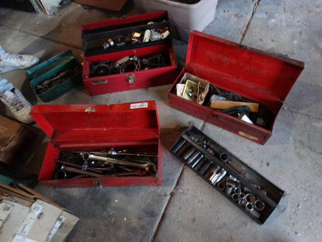 lot 6111 image: 4 metal toolboxes w contents- wrenches sockets hardware