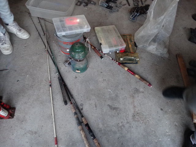 lot 6119 image: Fishing poles reels lures misc.