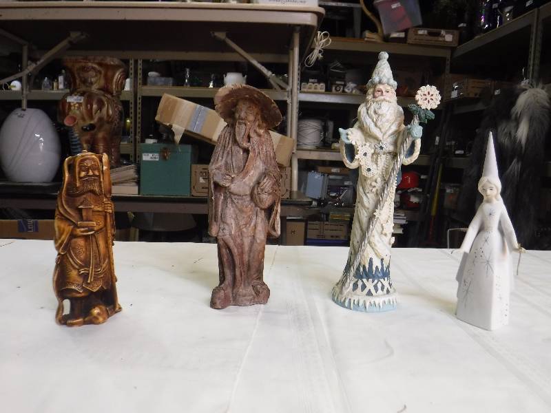 lot 8163 image: Father Christmas, winter fairy and 2 other figurines
