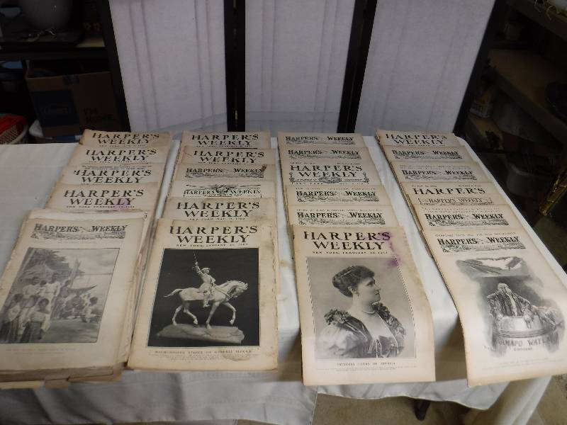 lot 8262 image: Harpers weekly magazine collection from the early 1900s