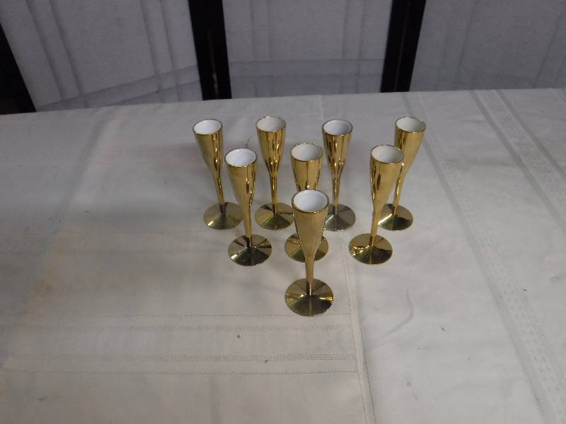 lot 8268 image: Gold made in Germany fluted glasses