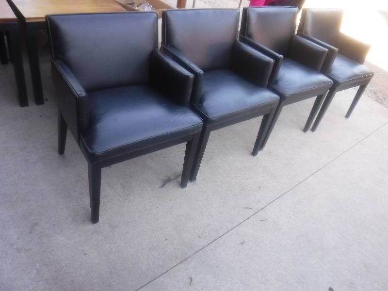 lot 2809 image: Lot of 4 Room and board brand leather arm chairs- very nice