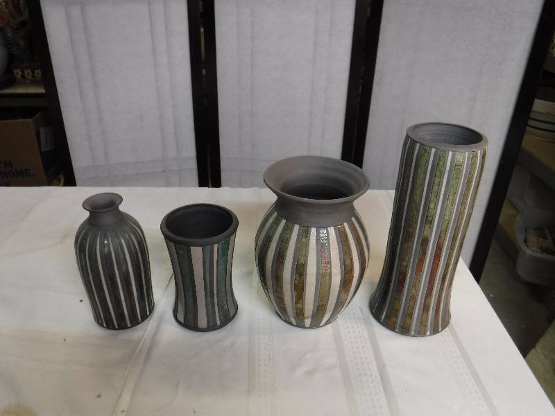 lot 6561 image: Lot of art vases with makers mark on the bottom- reverse r