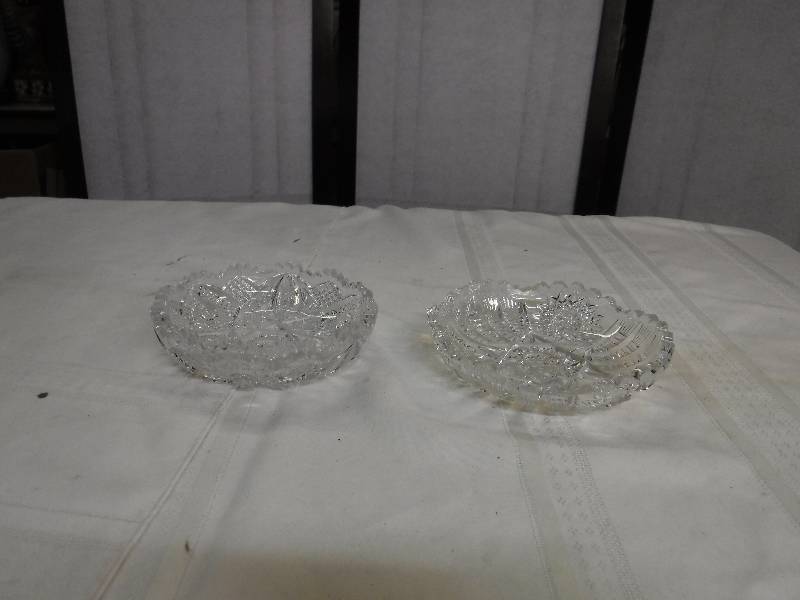 lot 6592 image: 2 cut glass or pressed glass bowls