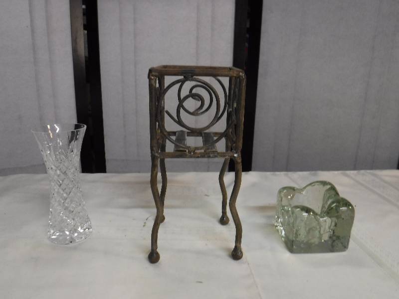 lot 6611 image: candle holder and vase lot