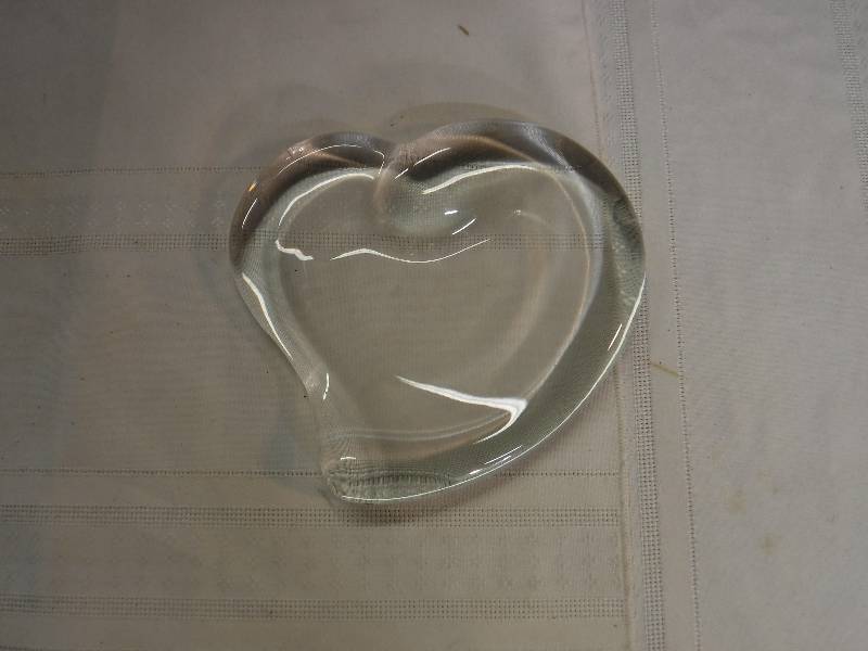 lot 6626 image: Clear Tiffany heart shaped dish