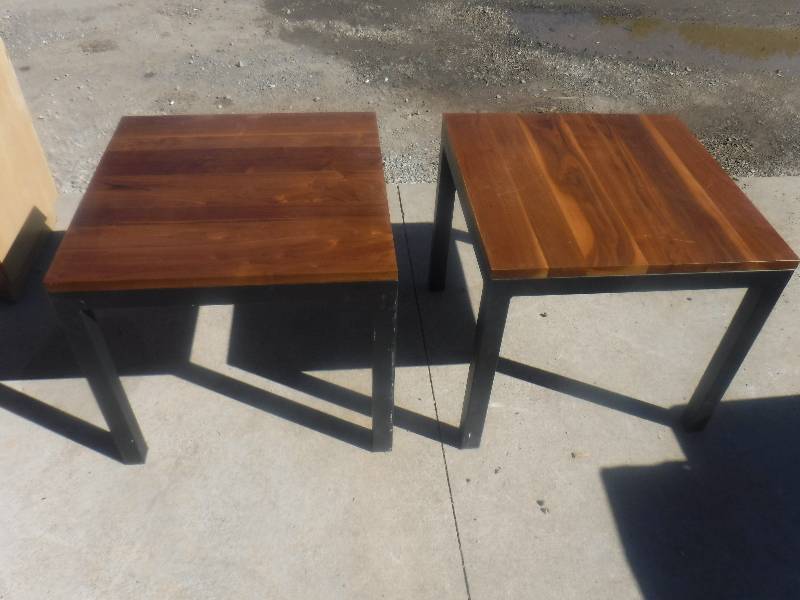 lot 2821 image: pair of wood side tables end tables