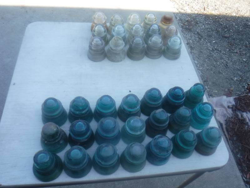 lot 2849 image: glass insulators lot- blue and clear