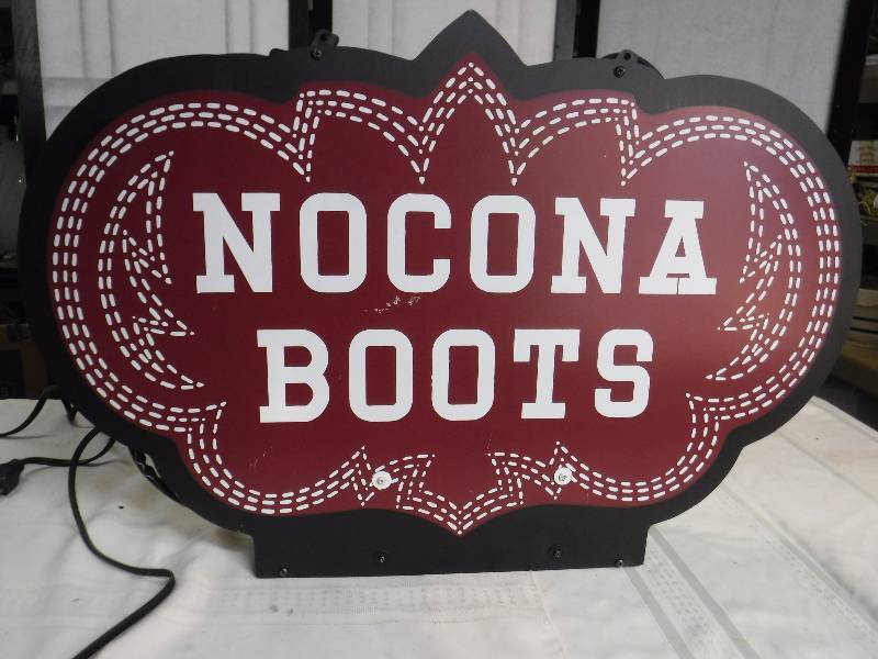 lot 9830 image: Nocona Boots Neon Sign