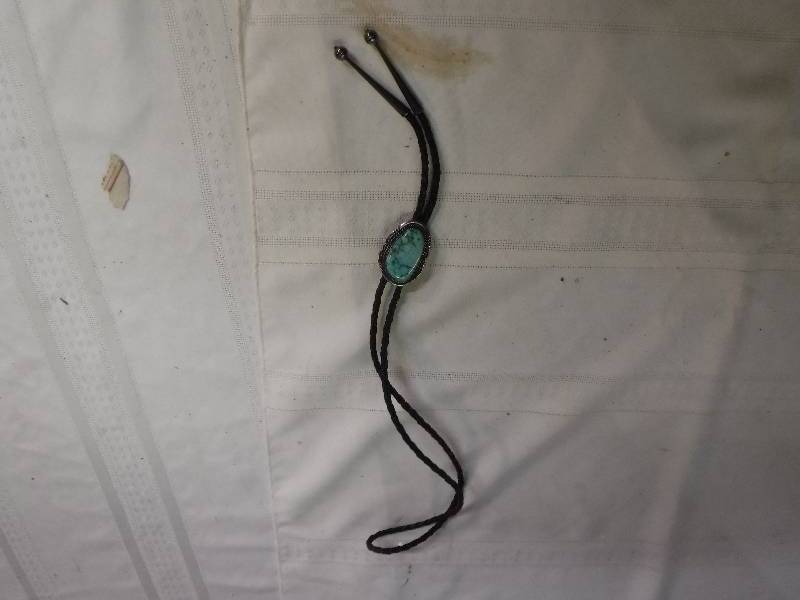 lot 6754 image: Turquoise and sterling silver bolo tie